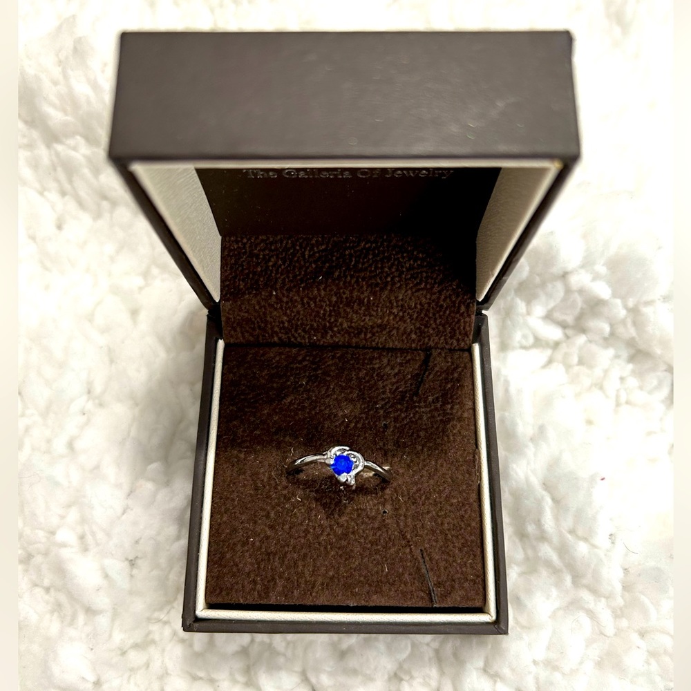 Blue Sapphire Twisted Heart Ring